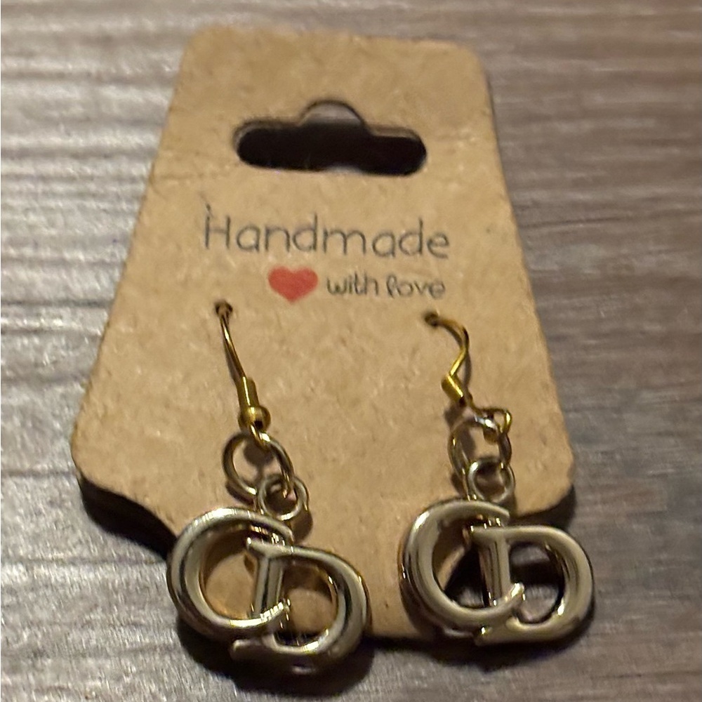 Dior Auth Necklace Charm Dangle Earrings or Necklace Gold Tone Chain. Hand made! - Picture 5 of 6